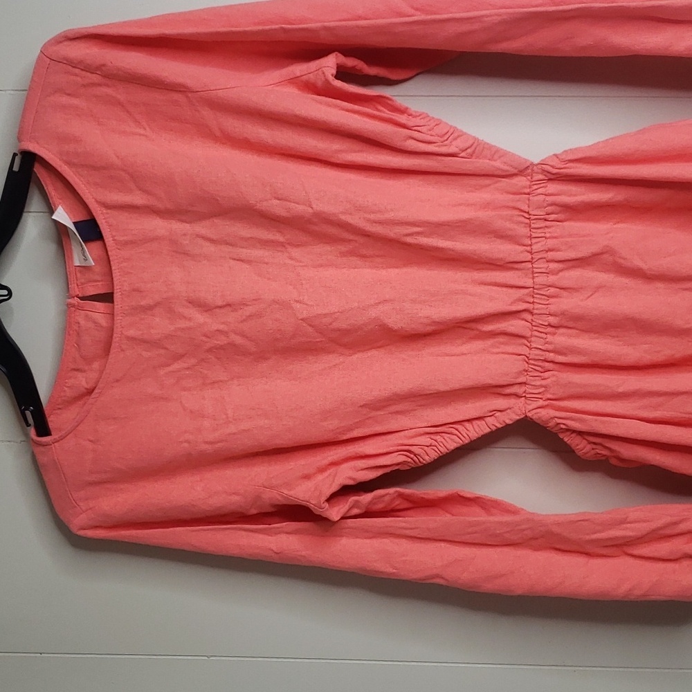 Women's Balloon Long Sleeve Mini A Line Dress Coral Medium - Picture 5 of 9